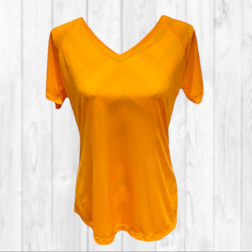 Danskin Now Orange Short Sleeve Active Workout Top (L)